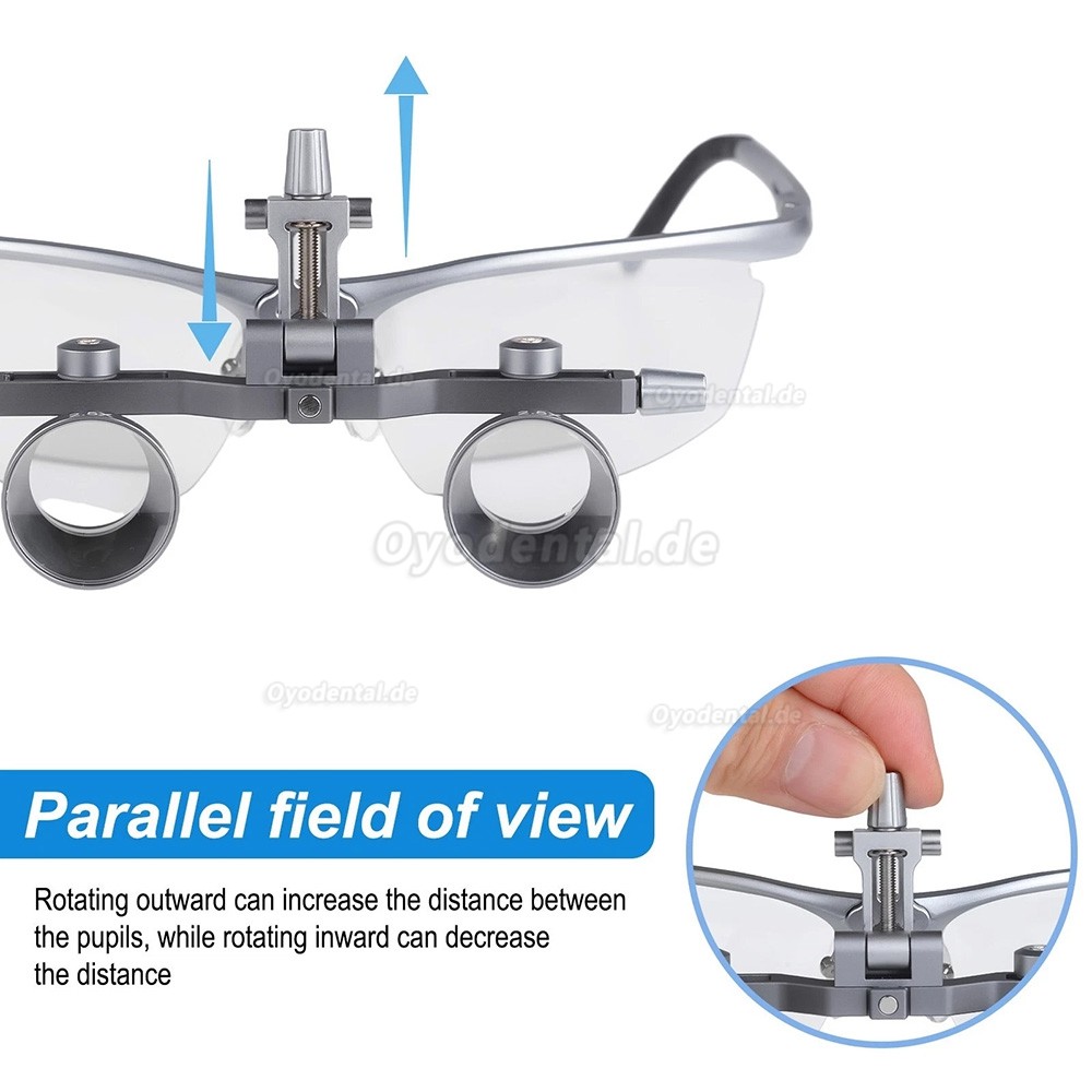 DY-118 2.5X 450 mm Dental Lupenbrille Aluminiumrahmen Einstellbarer Pupillenabstand